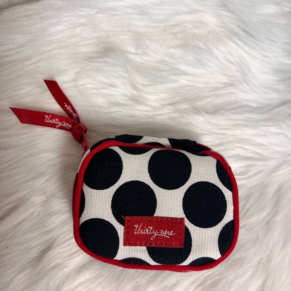 Thirty-One Kids Polka Dot Pouch - Black and White with Red Accents - Picture 1 of 3